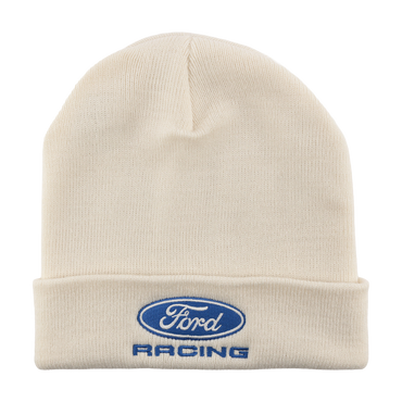 white beanie with Ford Racing logo