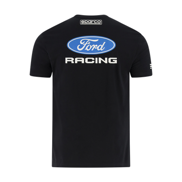 Black t-shirt with Ford Racing logo on a white background