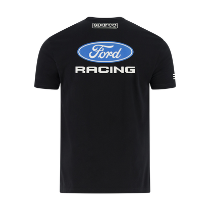 Black t-shirt with Ford Racing logo on a white background