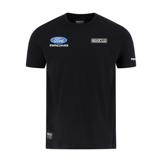 Black t-shirt with Ford Racing and Sparco logos on a white background