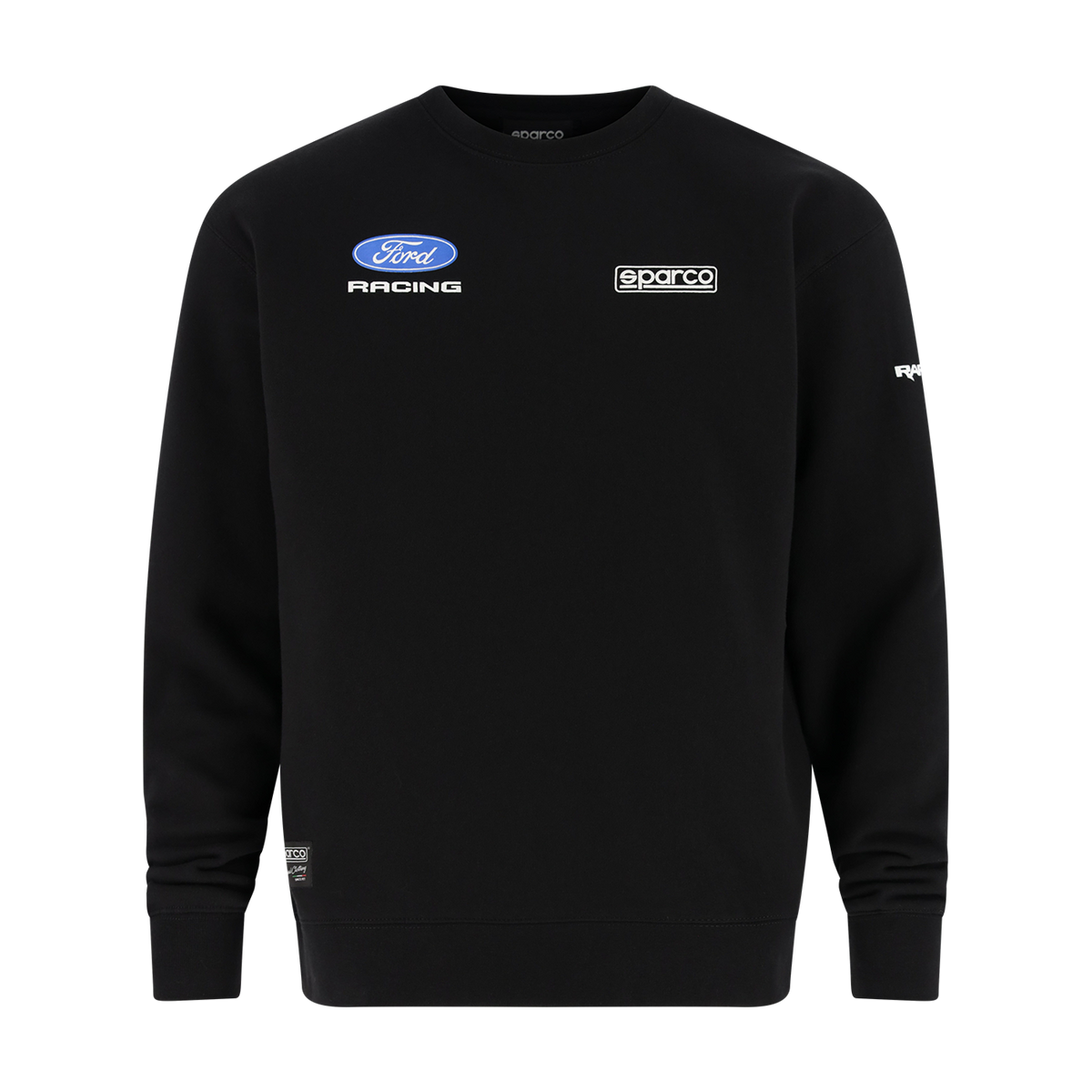 Black sweatshirt with Ford Racing and Sparco logos on a white background