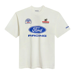 White t-shirt with Ford Racing logo on a white background
