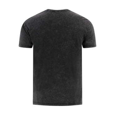 back of a gray washed t-shirt on a white background