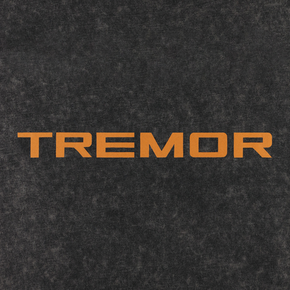 orange ford tremor text on a gray washed background