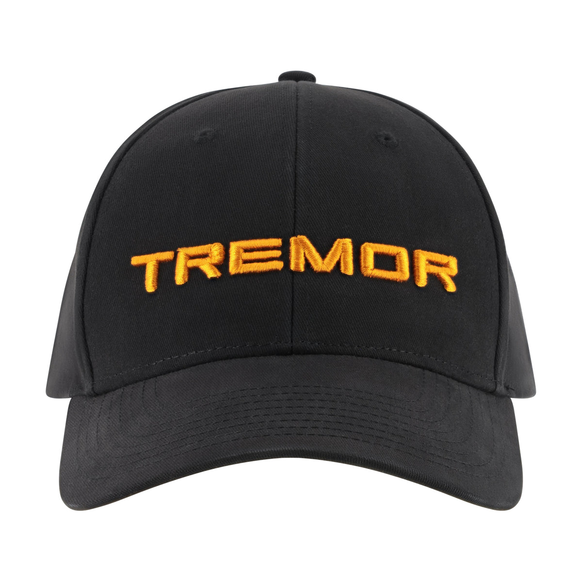 A black baseball cap with the word 'TREMOR' embroidered in orange across the front, shown against a plain white background.