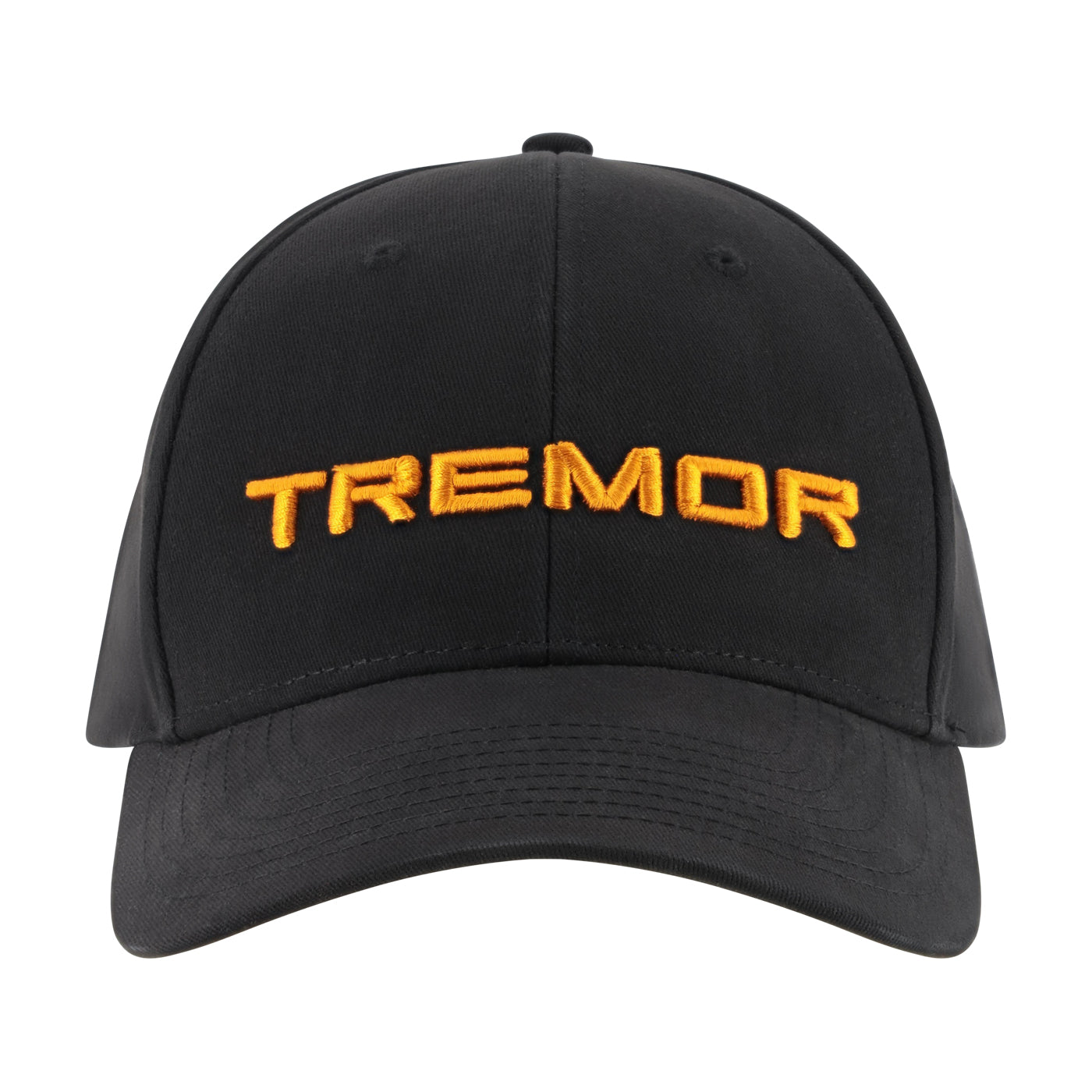 A black baseball cap with the word 'TREMOR' embroidered in orange across the front, shown against a plain white background.