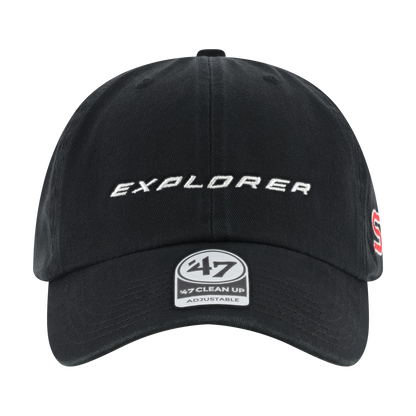 Black cap with 'Explorer' text and '47' brand logo on a white background