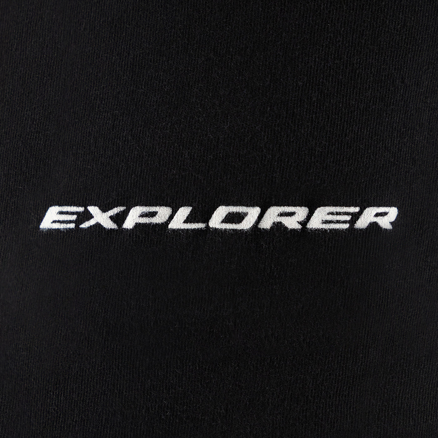 Black shirt with 'Explorer' text in white on a black background