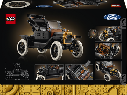LEGO Ford Model T set packaging with detailed views and LEGO and Ford logos.