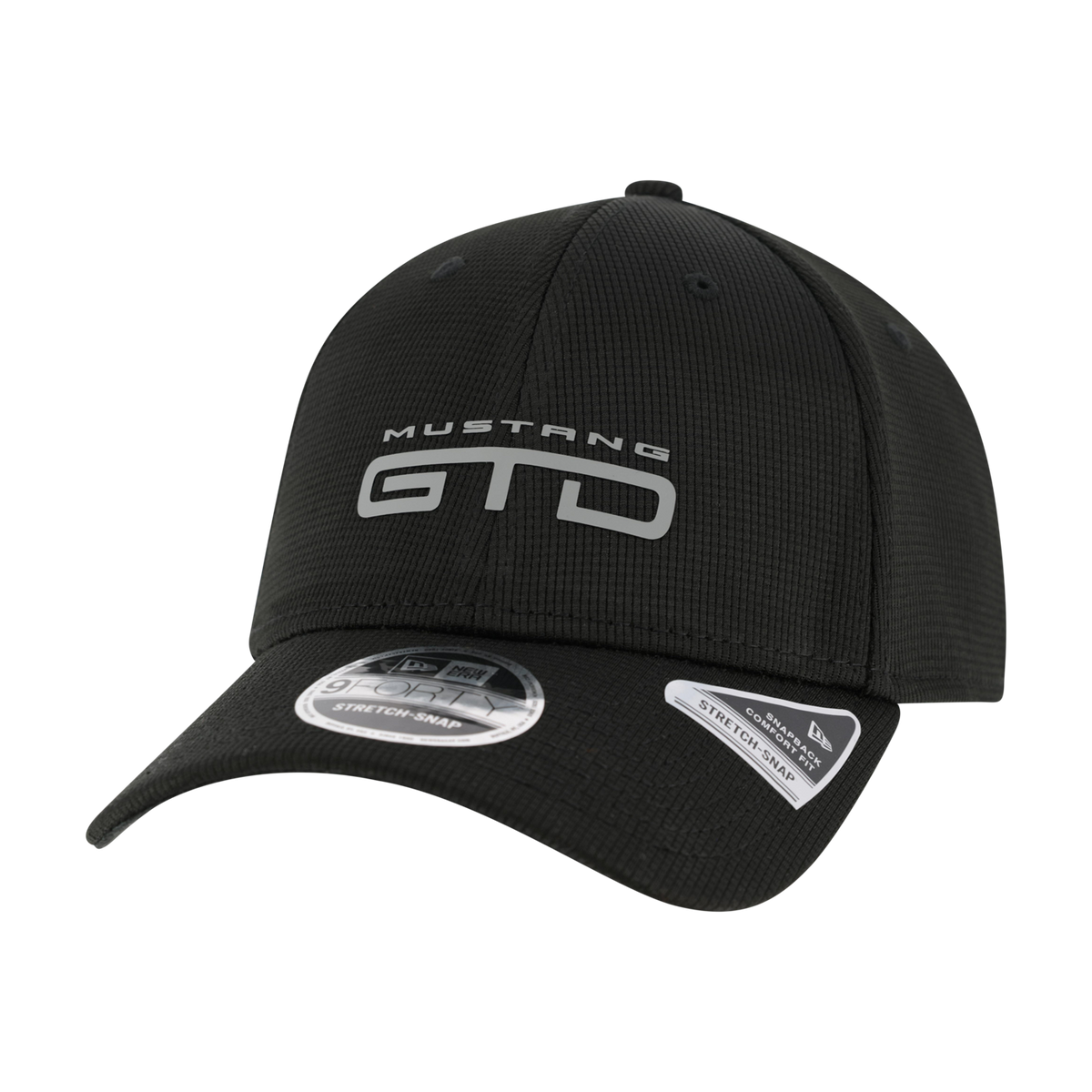 Black cap with 'Mustang GTD' logo on a white background