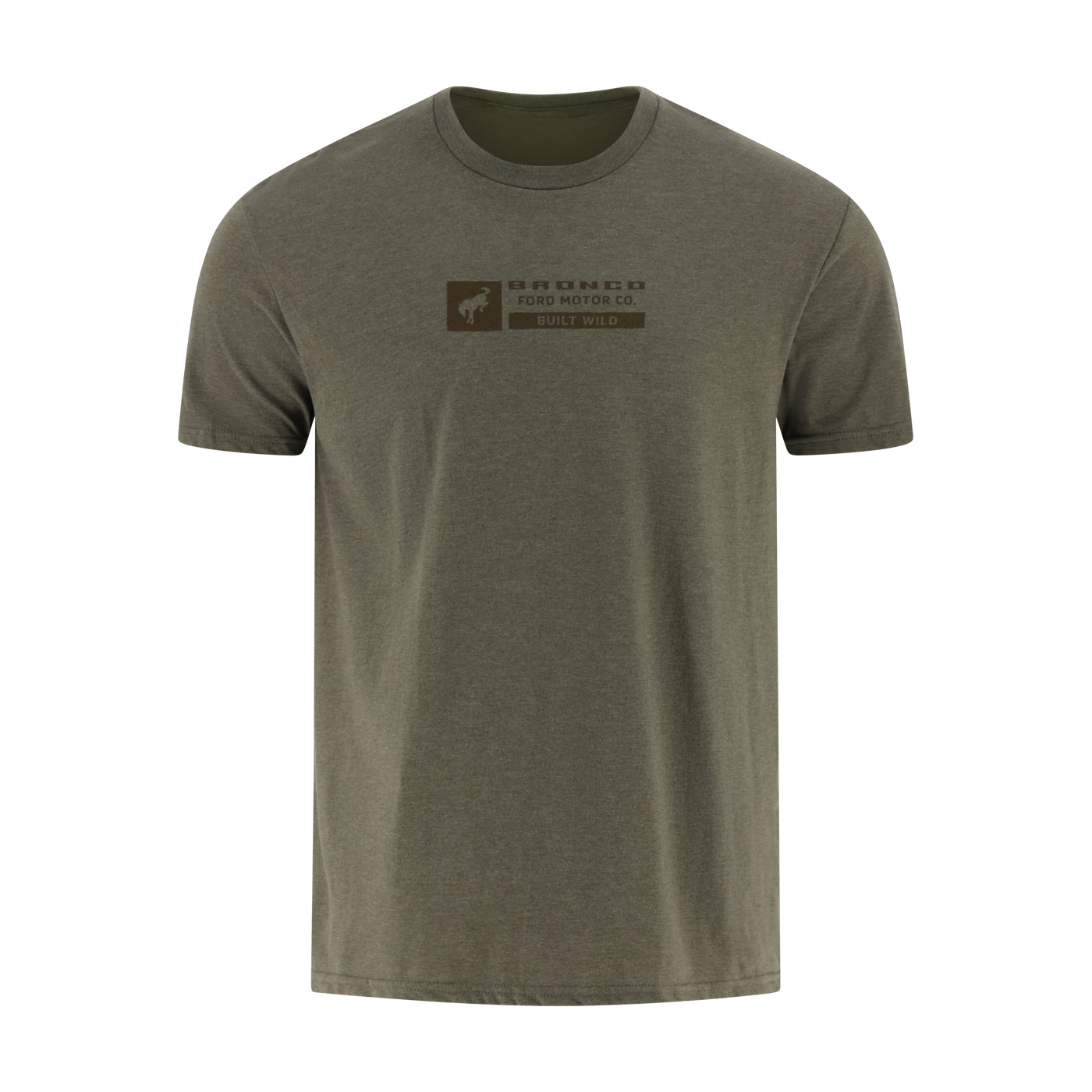 Green t-shirt with a Ford Bronco logo on a white background
