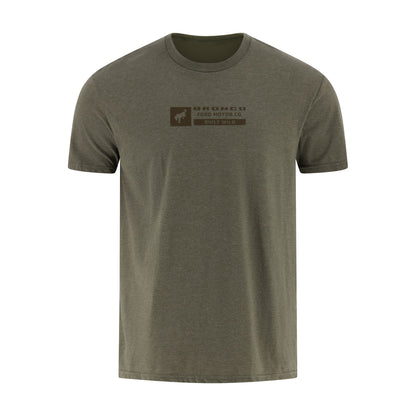 Green t-shirt with a Ford Bronco logo on a white background