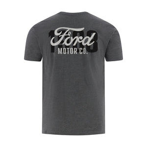 Gray t-shirt with Ford Motor Co. logo on the back against a white background