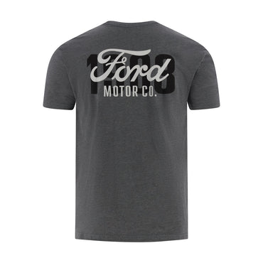 Gray t-shirt with Ford Motor Co. logo on the back against a white background