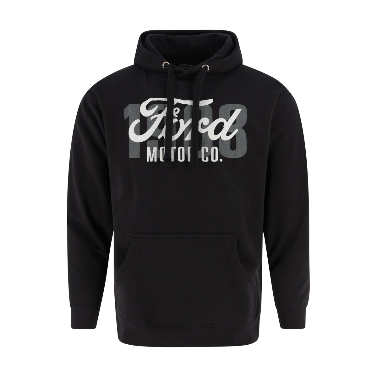 Black hoodie with 'Ford Motor Co.' text on a white background