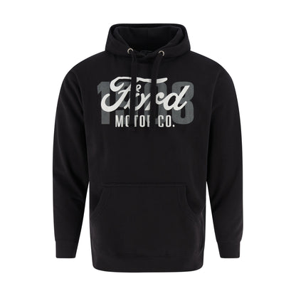 Black hoodie with 'Ford Motor Co.' text on a white background