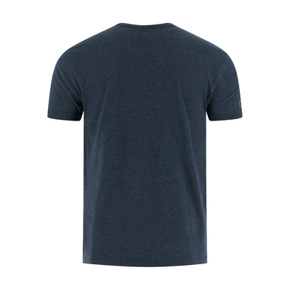 Navy blue t-shirt on a white background