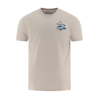 Beige t-shirt with Ford logo and Mustang graphic on a white background