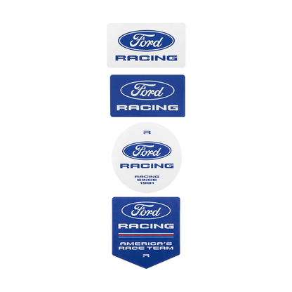 4 Ford Racing sticker pack with rectangle circle and pennant flag shapes