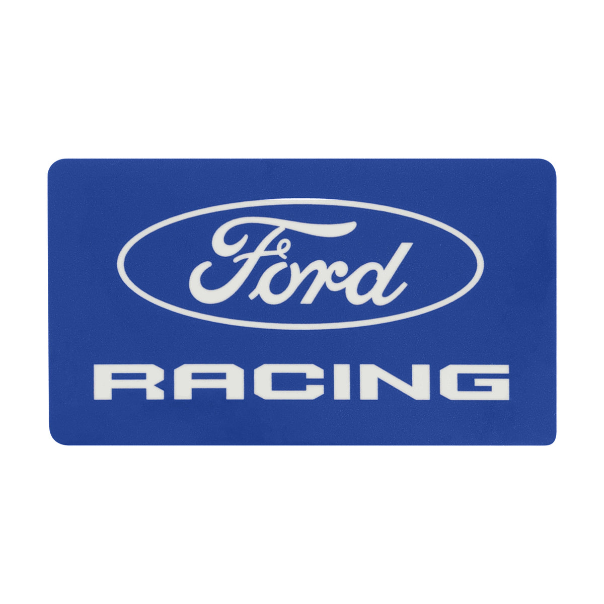 rectangle royal blue Ford Racing sticker on a white background