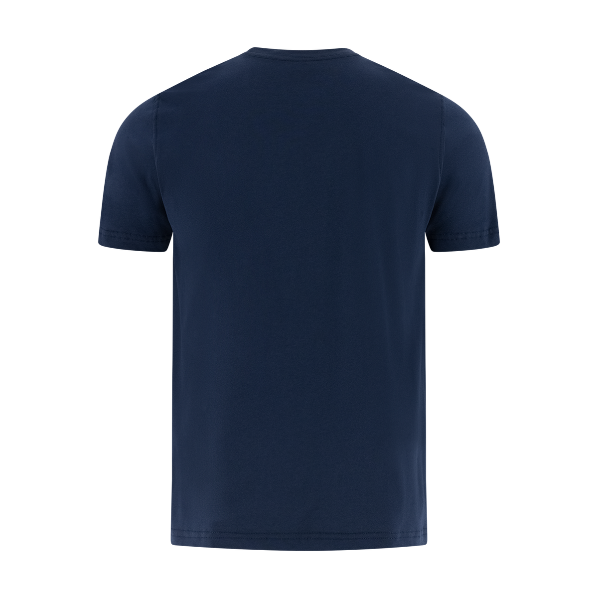 Navy blue t-shirt on a white background