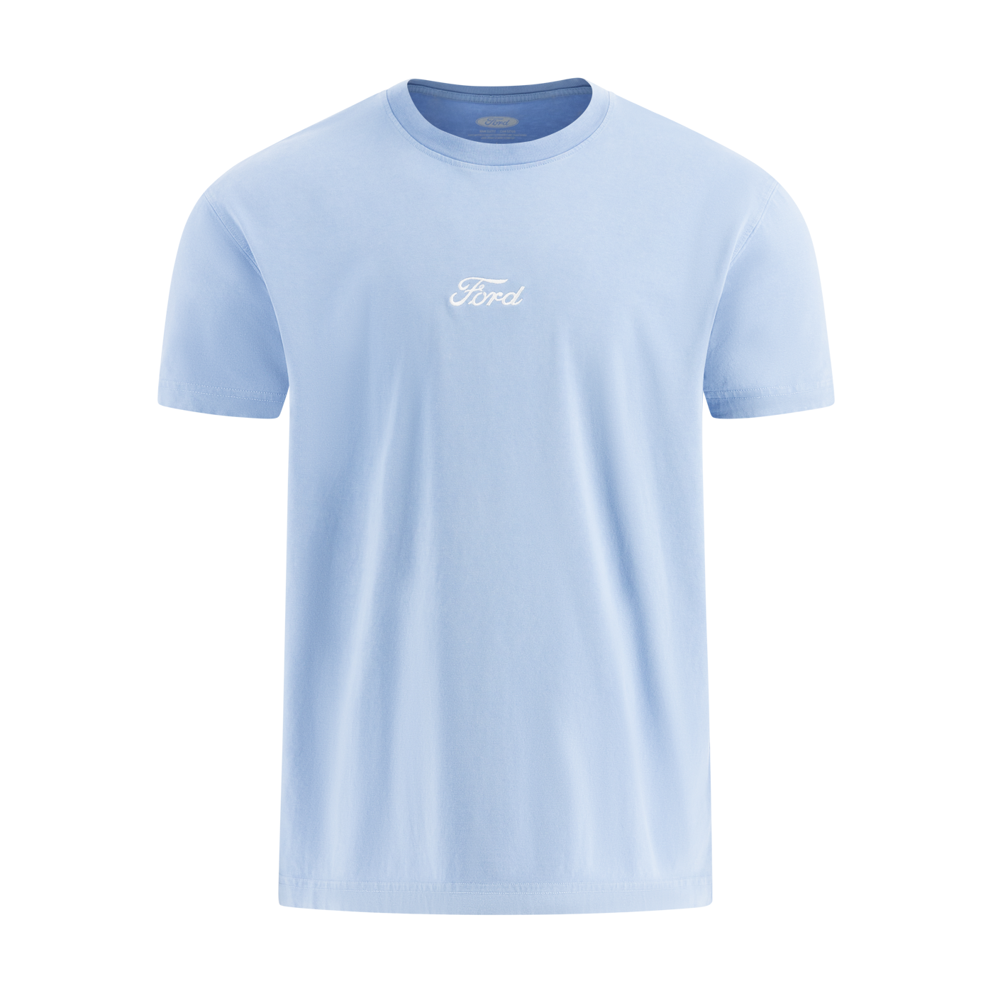 Light blue t-shirt with a small Ford script logo on a white background