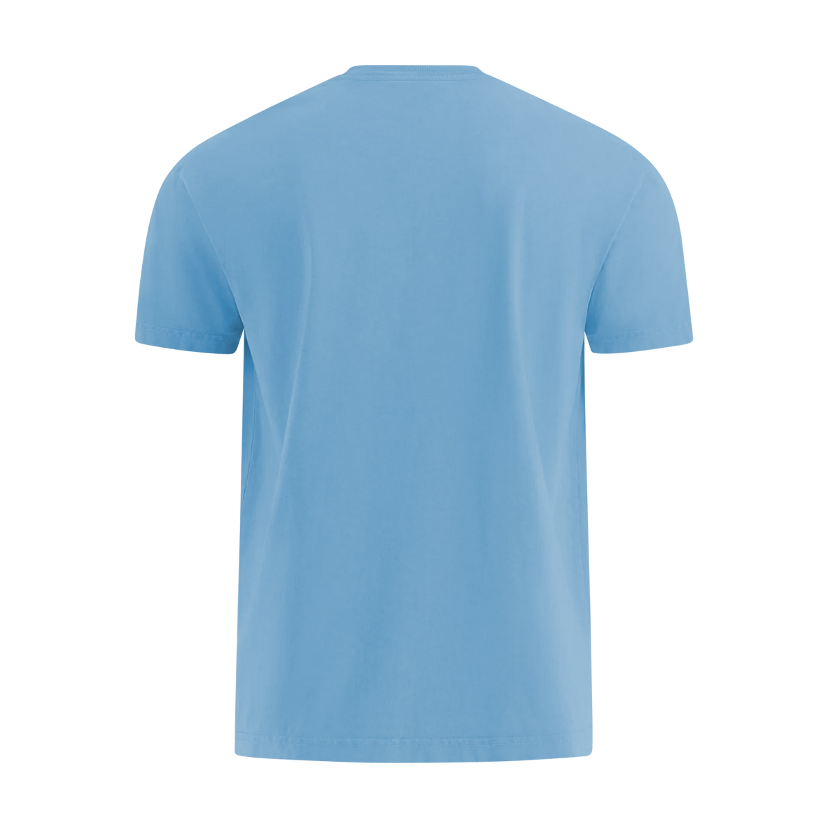 back of a light blue t-shirt