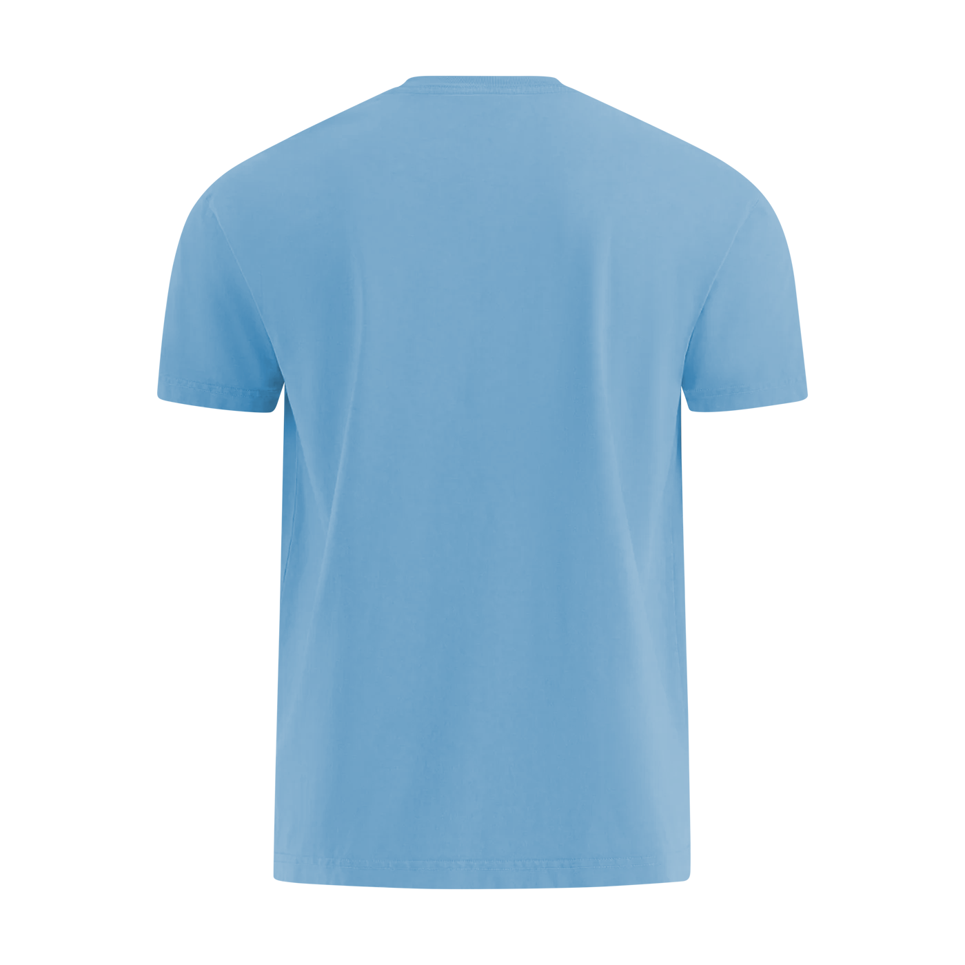 back of a light blue t-shirt