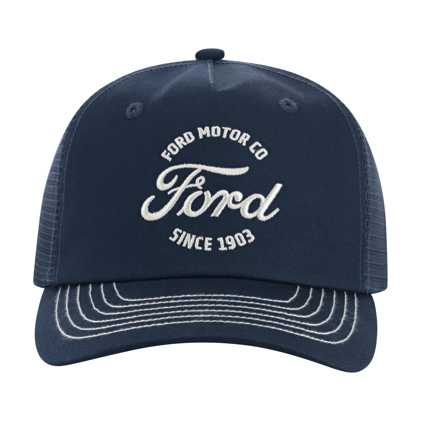 Navy blue cap with 'Ford Motor Co Ford Since 1903' text on a white background