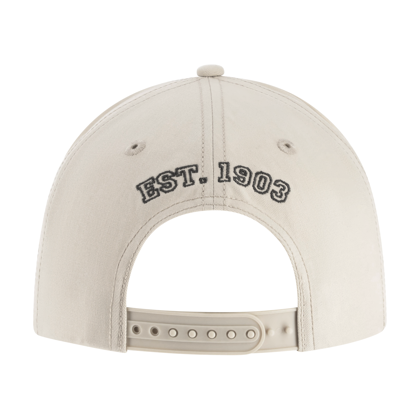 Beige cap with 'EST. 1903' text on a white background