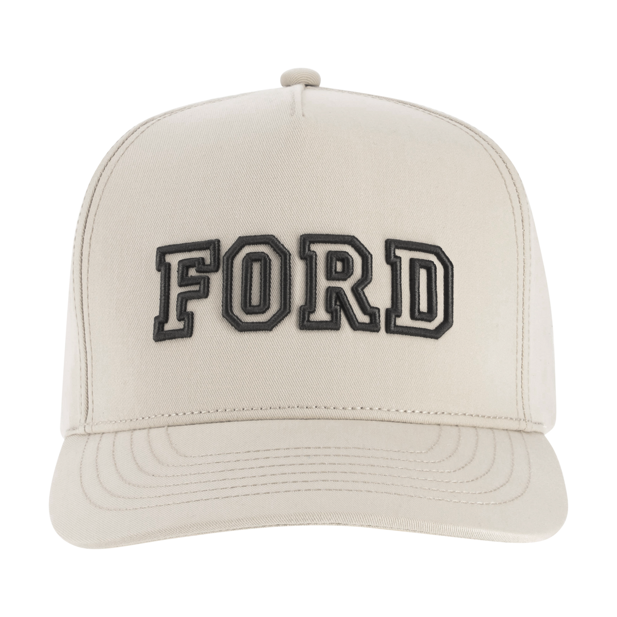 Beige cap with 'FORD' embroidered on it against a white background