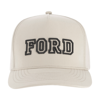 Beige cap with 'FORD' embroidered on it against a white background