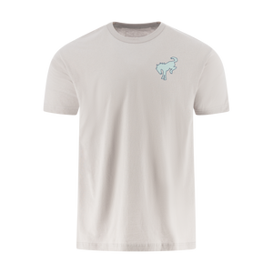 Beige t-shirt with a small blue Ford Bronco logo on a white background