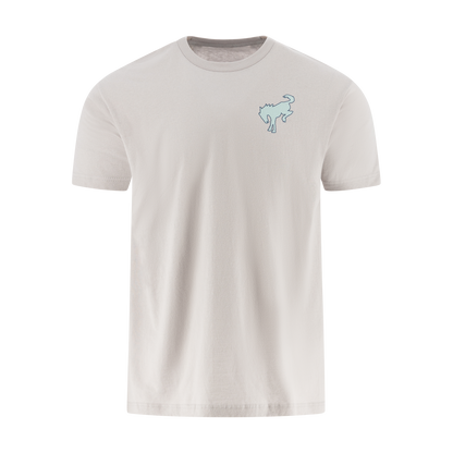 Beige t-shirt with a small blue Ford Bronco logo on a white background