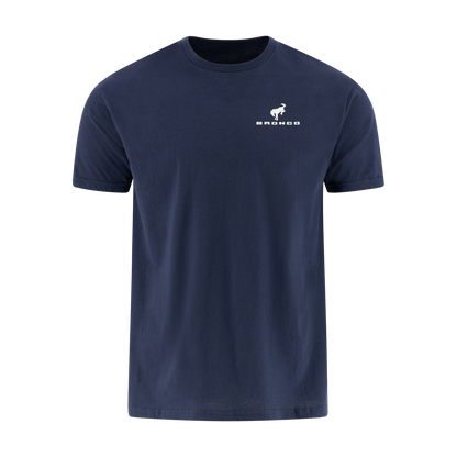 Navy blue t-shirt with a white Ford Bronco logo on a white background