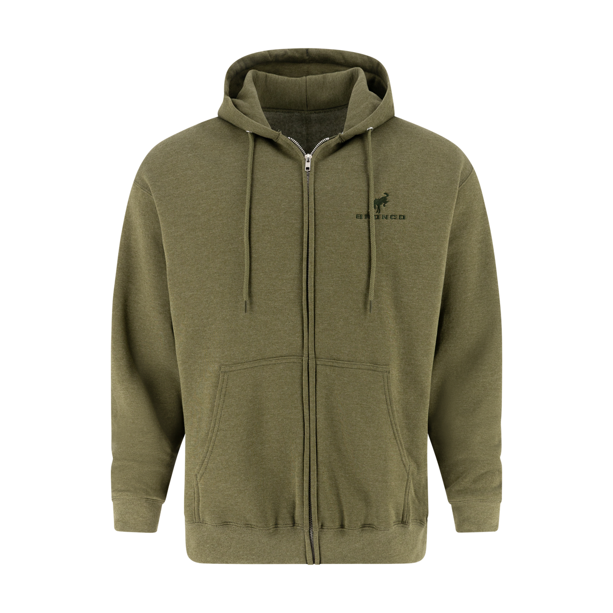 Dark green bronco zip up hoodie