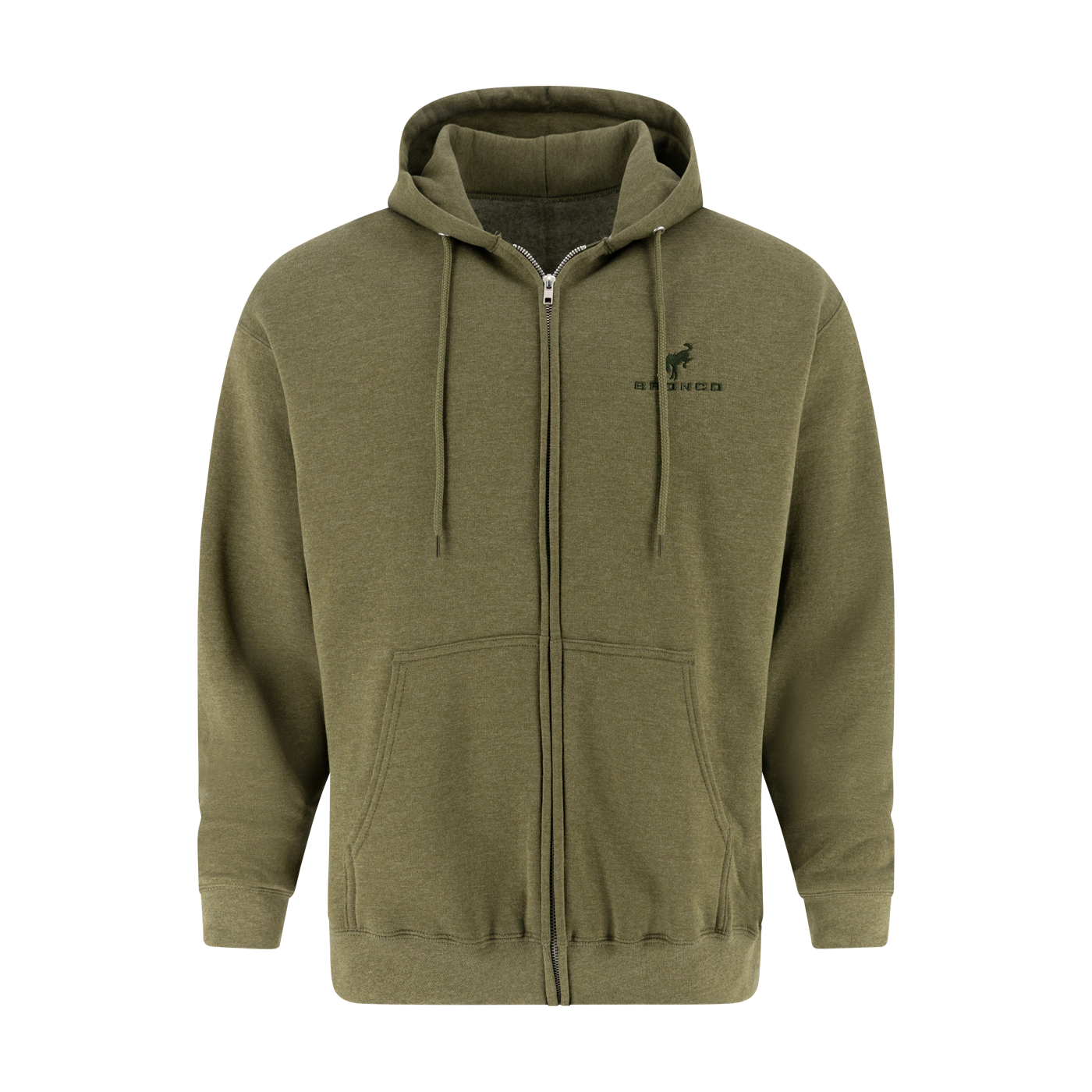 Dark green bronco zip up hoodie
