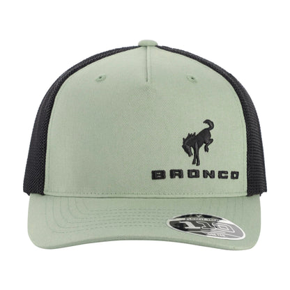 Green and black cap with 'Bronco' logo on a white background