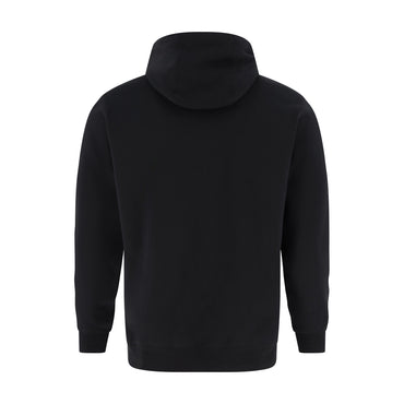 Black hoodie shown from the back on a white background