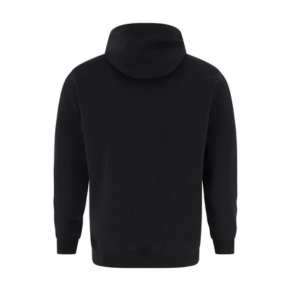 Black hoodie shown from the back on a white background
