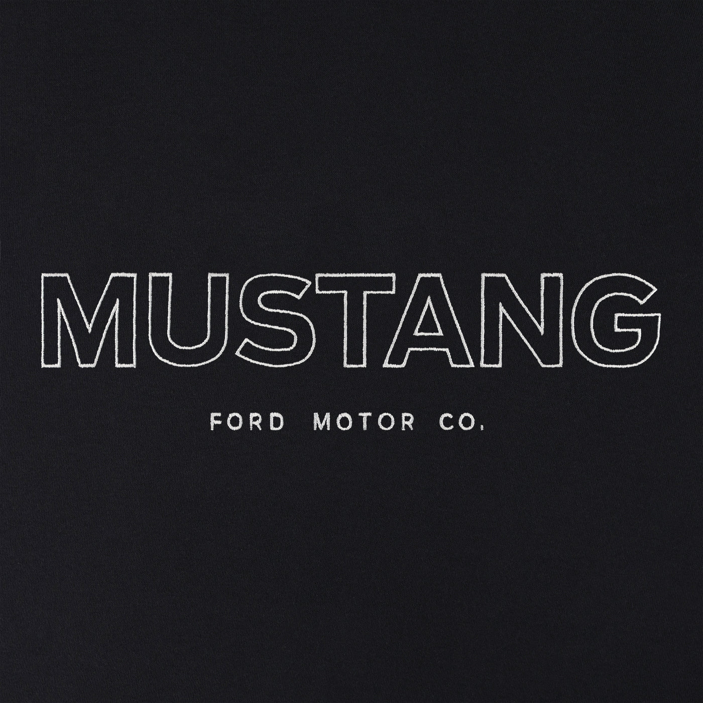 White 'Mustang' and 'Ford Motor Co.' text on a black background
