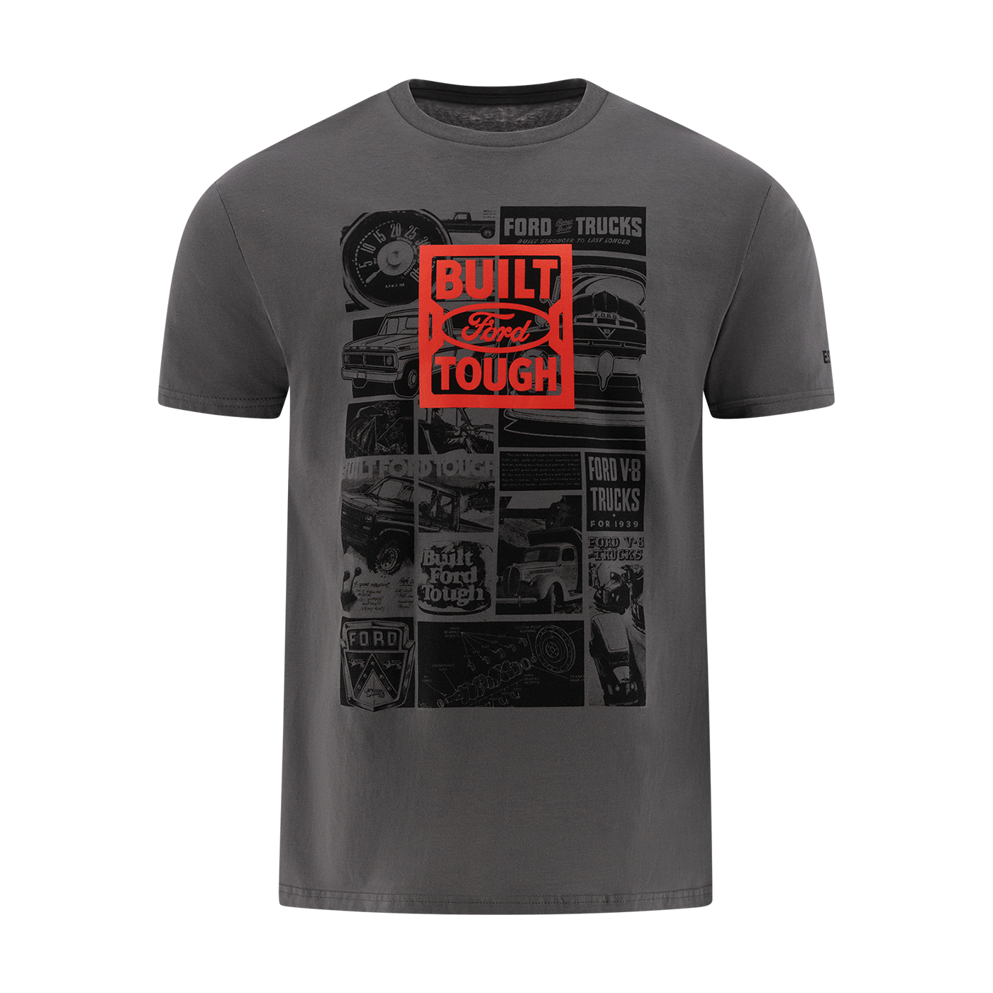 Gray t-shirt with Ford logo and 'Built Ford Tough' text on a white background