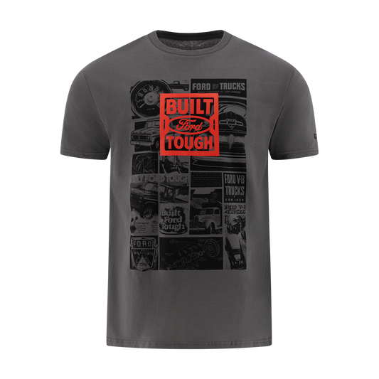 Gray t-shirt with Ford logo and 'Built Ford Tough' text on a white background