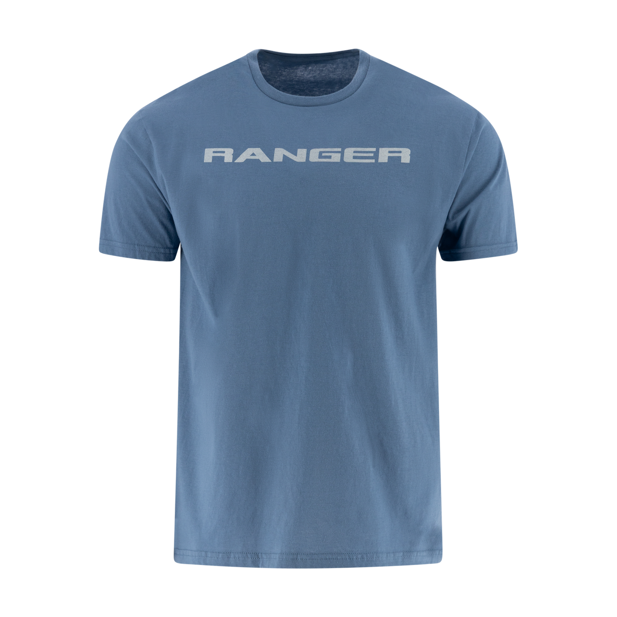 Blue t-shirt with 'RANGER' logo on a white background