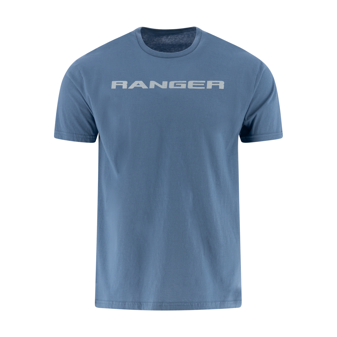 Blue t-shirt with 'RANGER' logo on a white background