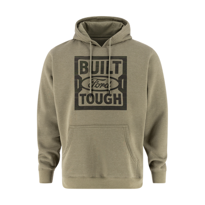 built ford tough logo on a light green hoodie