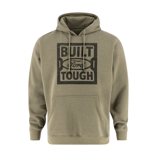 built ford tough logo on a light green hoodie