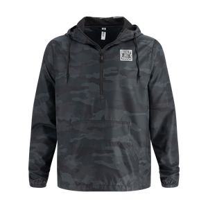 Camouflage jacket with a built ford tough brand logo on a white background