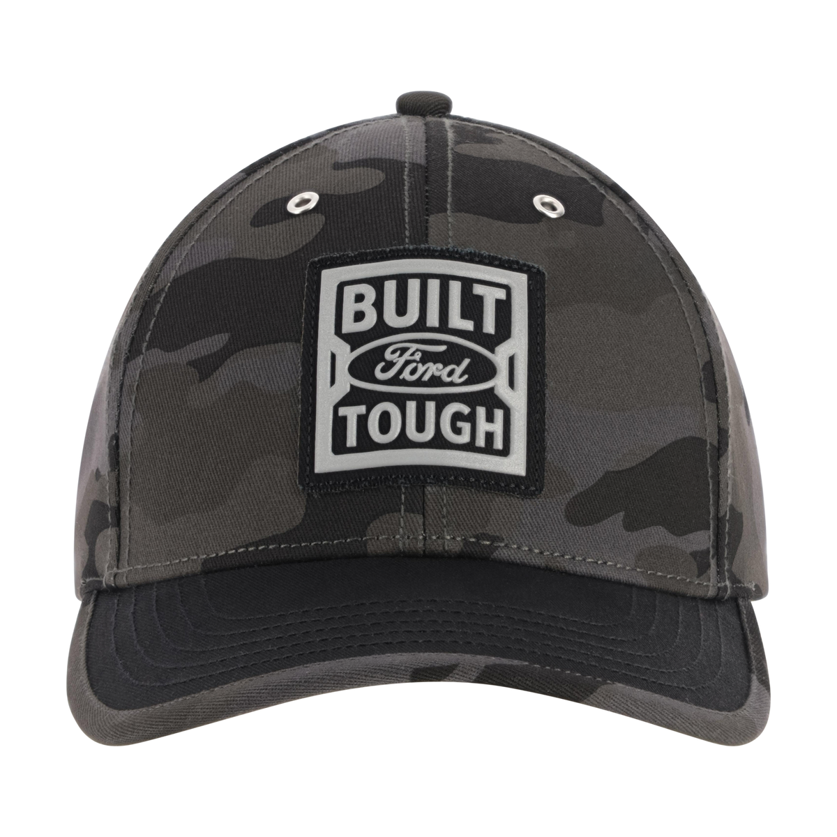 Camouflage cap with 'Built Ford Tough' logo on a white background