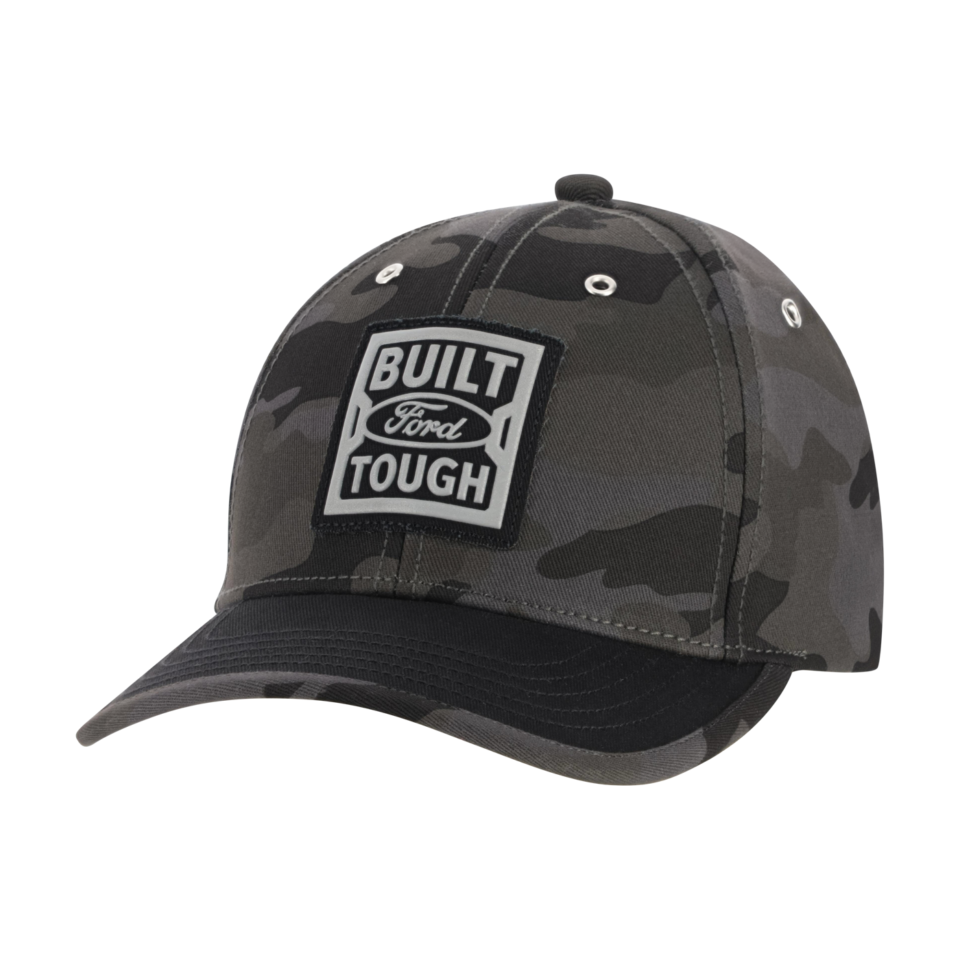 built ford tough logo on a camo gray hat
